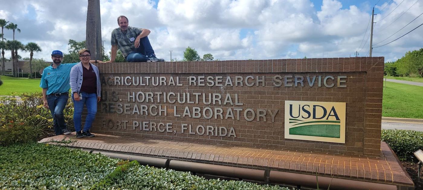 SSG team members at the USDA Agricultural Research Service laboratory sign in Fort Pierce, Florida